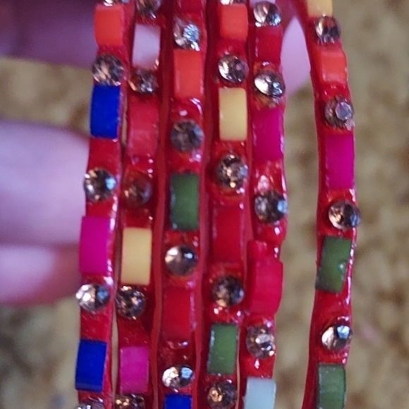 Colorful Rhinestone Bangle Set - Picture 5 of 5
